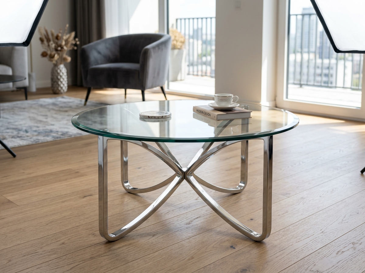 Glass Top Table with Chrome Legs